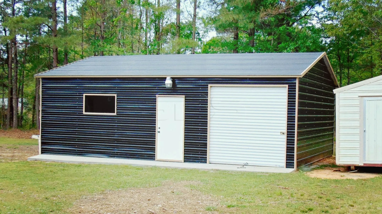 Metal workshop with vertical roof in black