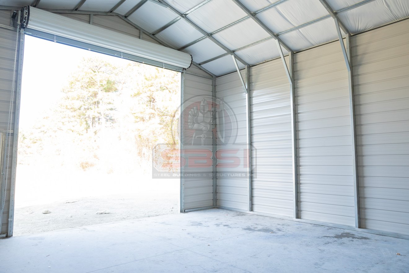 Custom building with roll up garage door