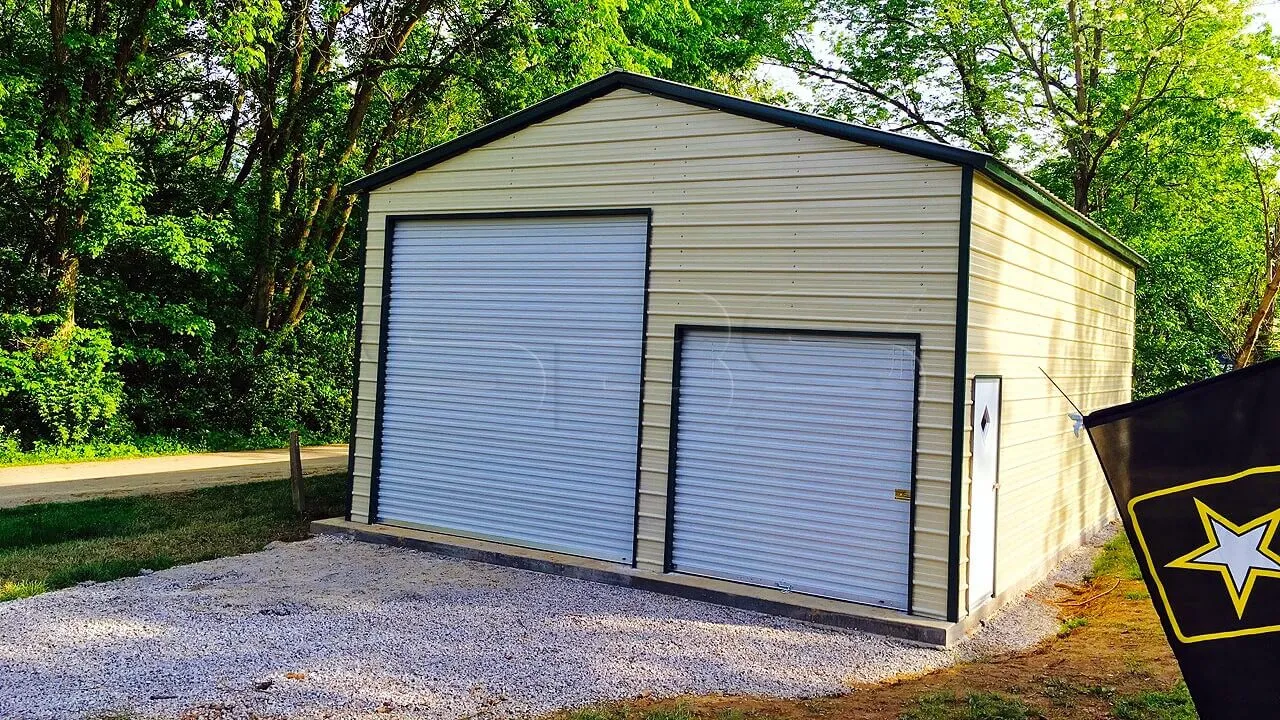 Workshop with large and small garage doors