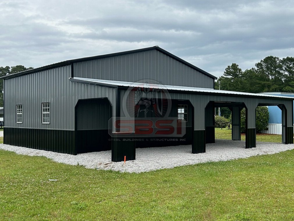 steel building with porch