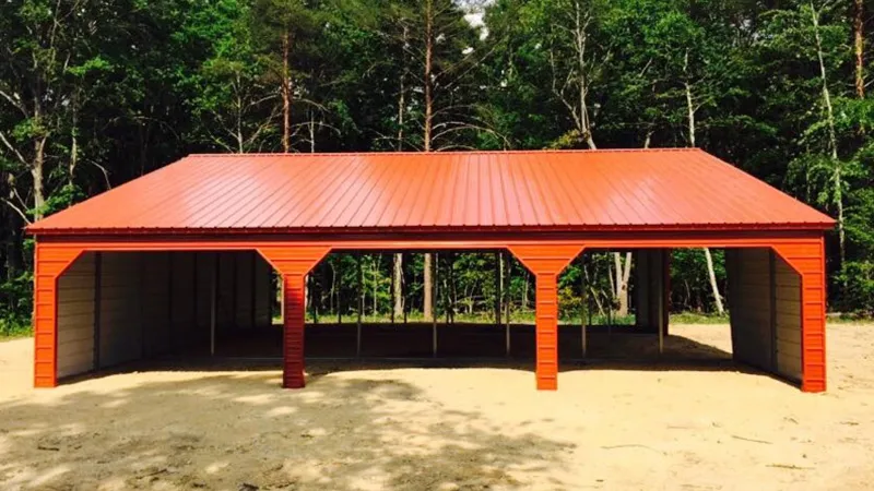 Straight line roof metal barn