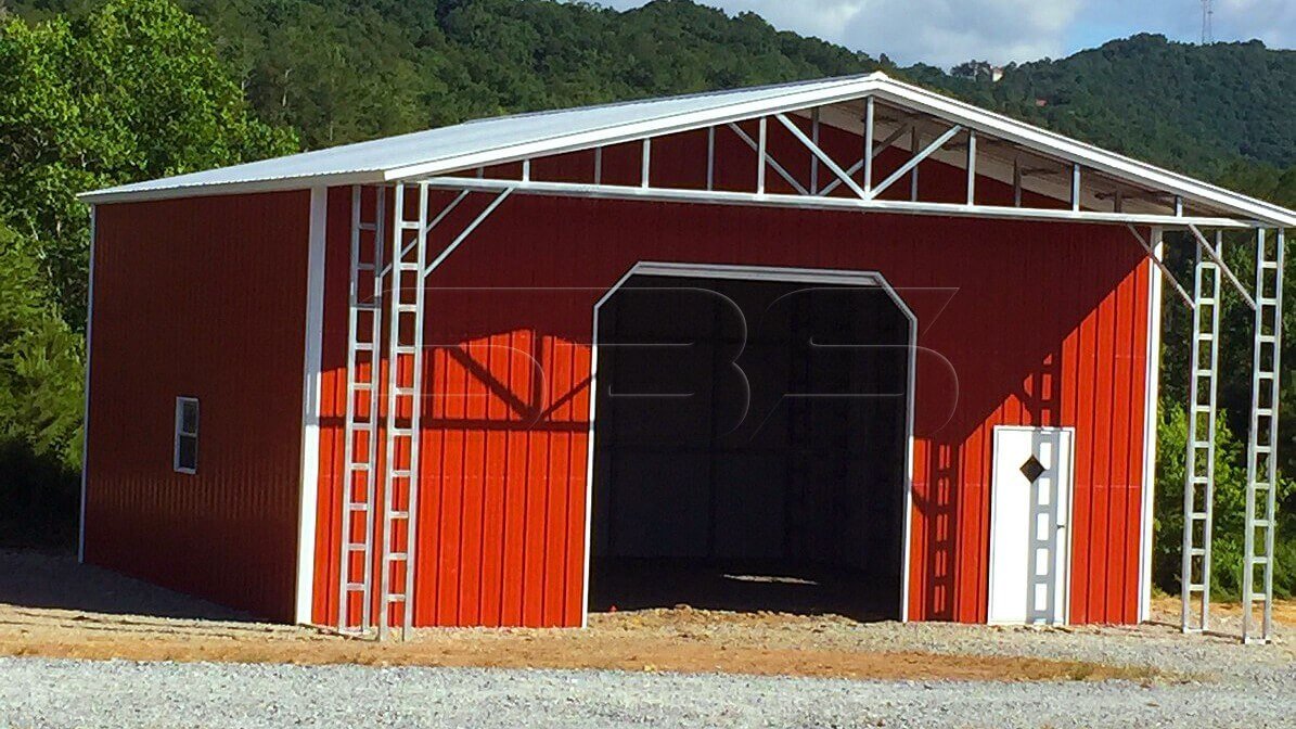 Clear Span steel building with side door and window