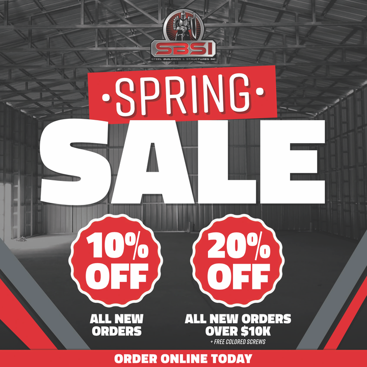 April Sales on Metal Buildings - up to 20% off