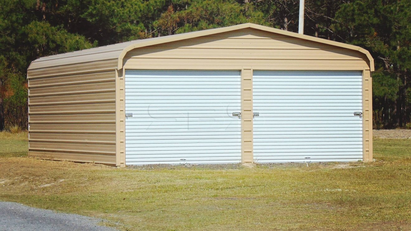 Two car vertical roof steel garage